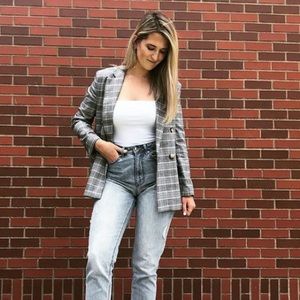 TOPSHOP BLUE PLAID BLAZER